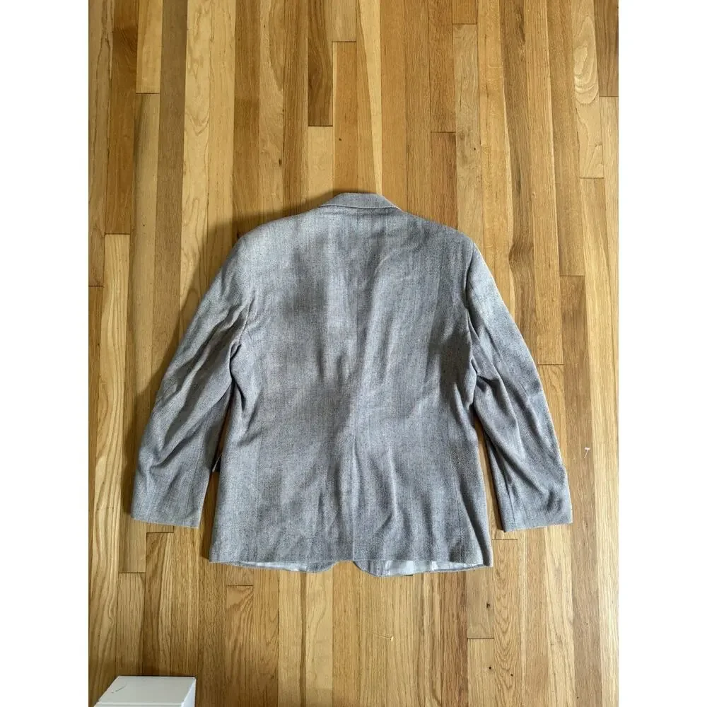 Vintage Orvis Blazer 44 R Beige Silk Wool Hopsack Professor Academia Professor